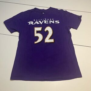 NFL Baltimore Ravens LB Ray Lewis #52 youth large 10-12 purple tee shirt